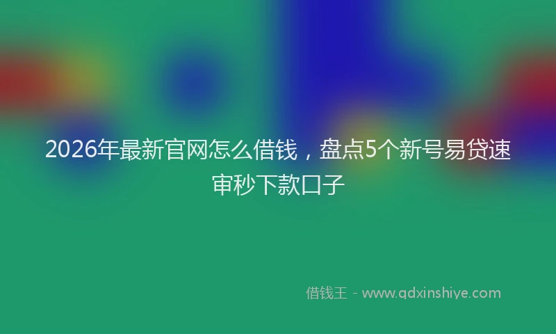 2026年最新官网怎么借钱，盘点5个新号易贷速审秒下款口子