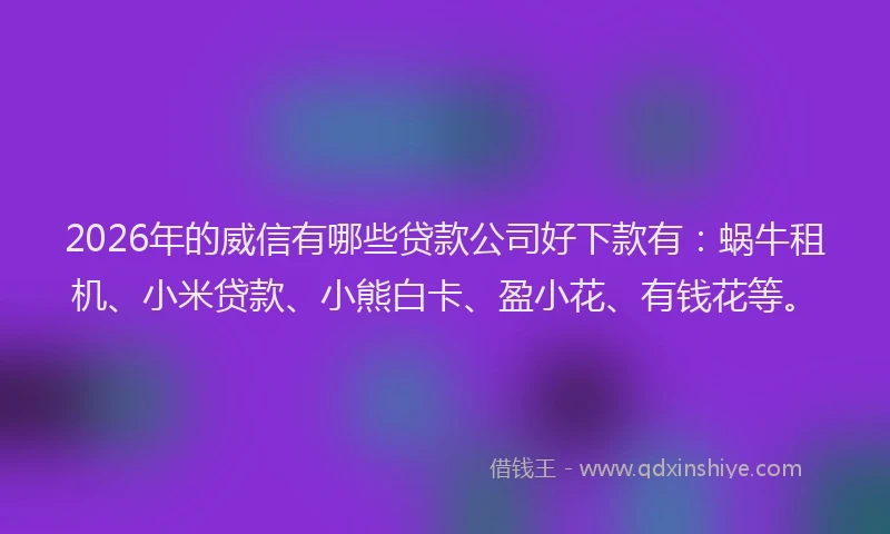 2026年的威信有哪些贷款公司好下款有：蜗牛租机、小米贷款、小熊白卡、盈小花、有钱花等。