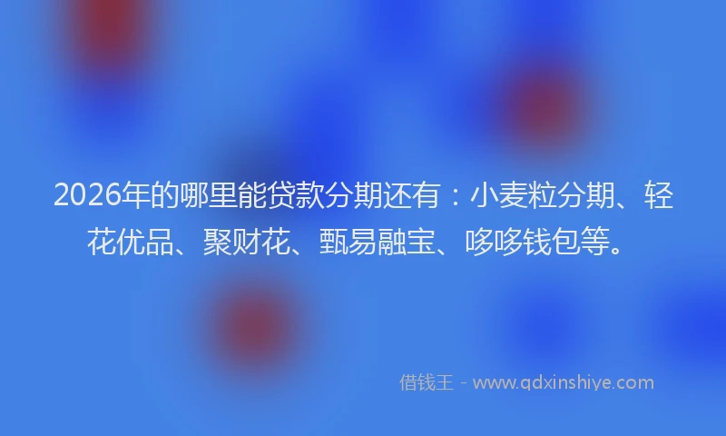 2026年的哪里能贷款分期还有:小麦粒分期、轻花优品、聚财花、甄易融宝、哆哆钱包等。