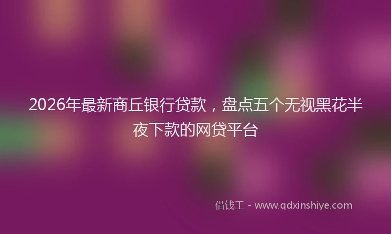 2026年最新商丘银行贷款，盘点五个无视黑花半夜下款的网贷平台