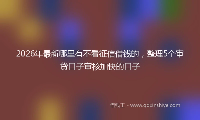 2026年最新哪里有不看征信借钱的,整理5个审贷口子审核加快的口子