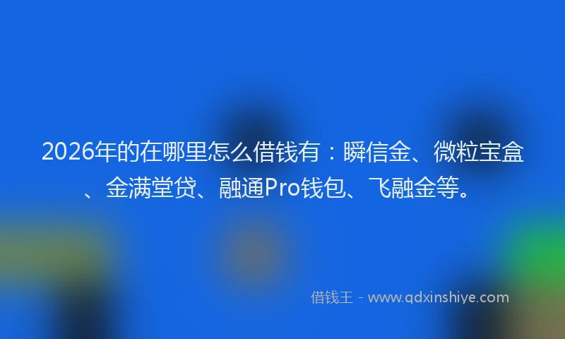 2026年的在哪里怎么借钱有：瞬信金、微粒宝盒、金满堂贷、融通Pro钱包、飞融金等。