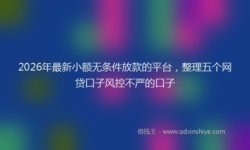 2026年最新小额无条件放款的平台，整理五个网贷口子风控不严的口子