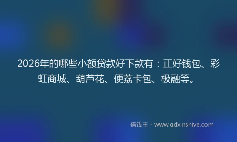 2026年的哪些小额贷款好下款有:正好钱包、彩虹商城、葫芦花、便荔卡包、极融等。
