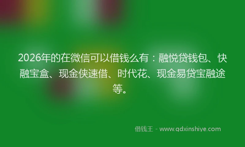 2026年的在微信可以借钱么有：融悦贷钱包、快融宝盒、现金侠速借、时代花、现金易贷宝融途等。