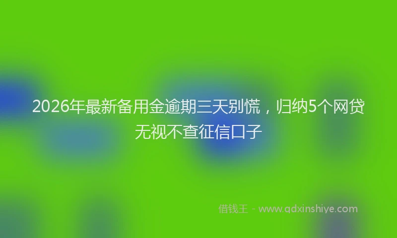 2026年最新备用金逾期三天别慌，归纳5个网贷无视不查征信口子