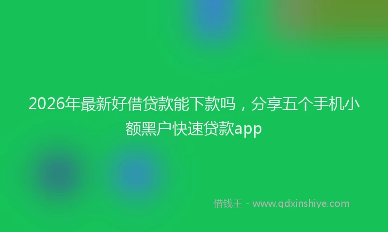 2026年最新好借贷款能下款吗，分享五个手机小额黑户快速贷款app