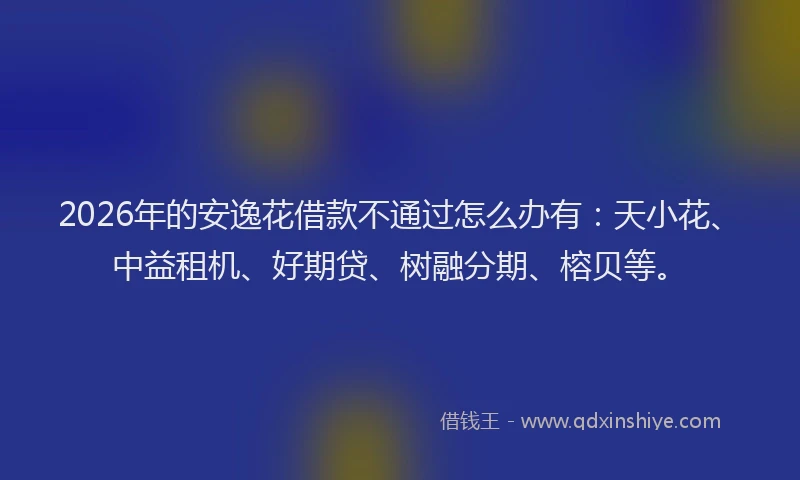 2026年的安逸花借款不通过怎么办有：天小花、中益租机、好期贷、树融分期、榕贝等。