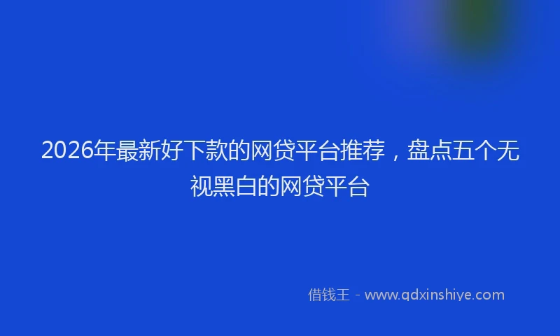 2026年最新好下款的网贷平台推荐，盘点五个无视黑白的网贷平台