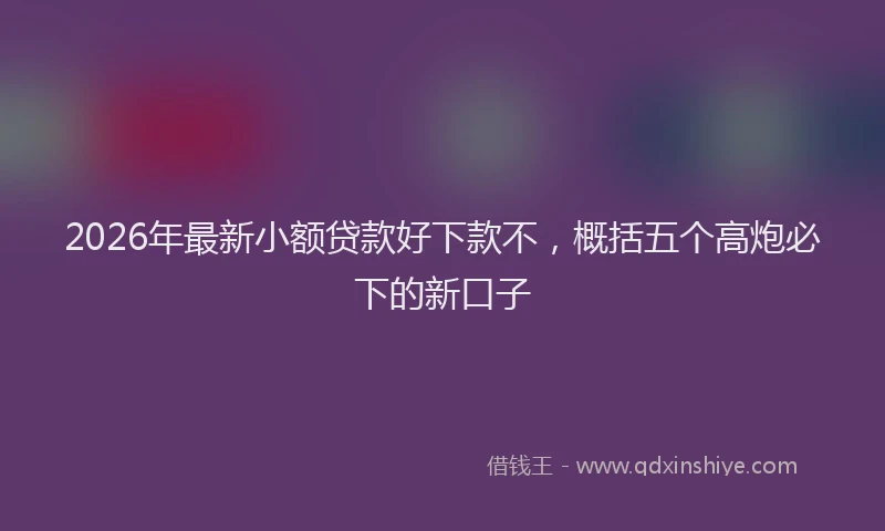 2026年最新小额贷款好下款不，概括五个高炮必下的新口子