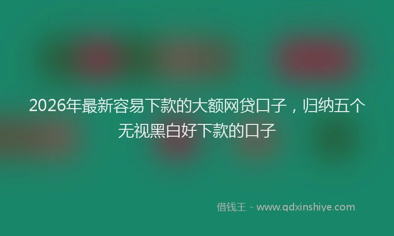2026年最新容易下款的大额网贷口子，归纳五个无视黑白好下款的口子