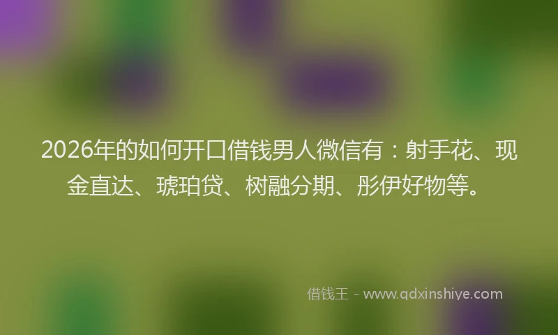 2026年的如何开口借钱男人微信有：射手花、现金直达、琥珀贷、树融分期、彤伊好物等。