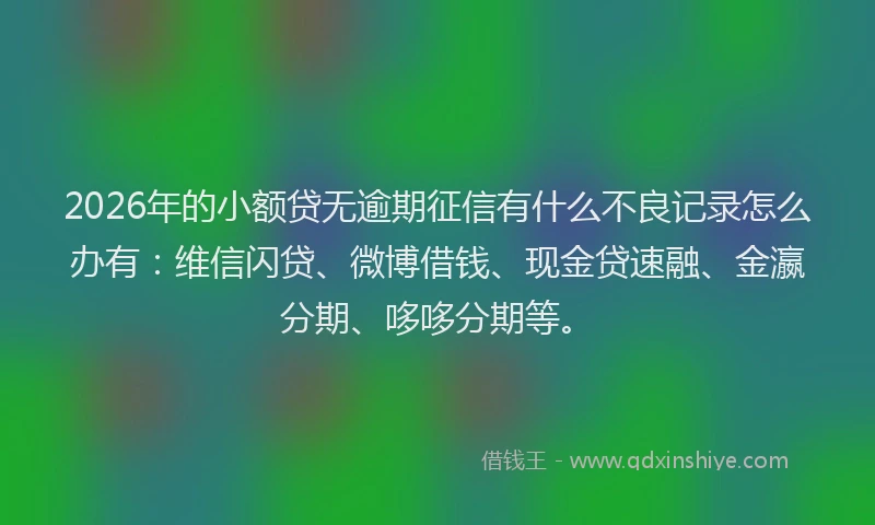 2026年的小额贷无逾期征信有什么不良记录怎么办有：维信闪贷、微博借钱、现金贷速融、金瀛分期、哆哆分期等。