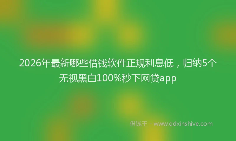 2026年最新哪些借钱软件正规利息低，归纳5个无视黑白100%秒下网贷app