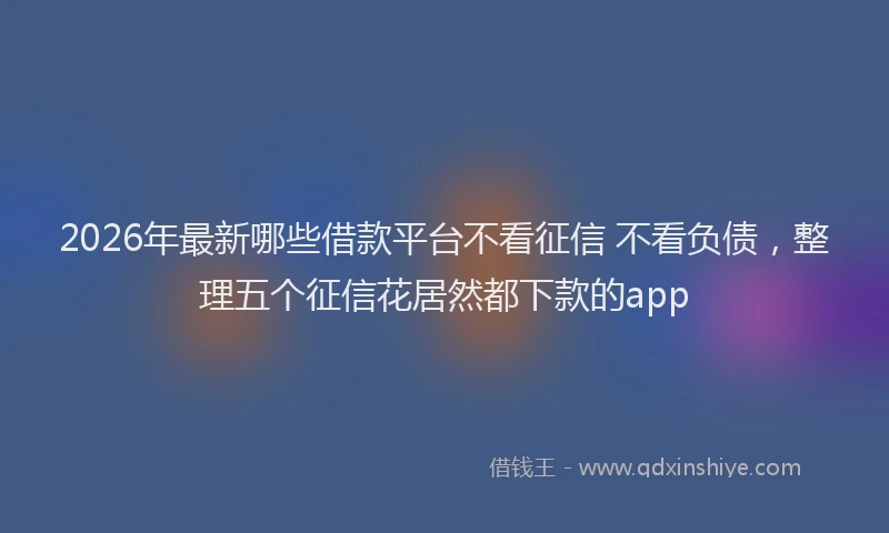 2026年最新哪些借款平台不看征信 不看负债，整理五个征信花居然都下款的app