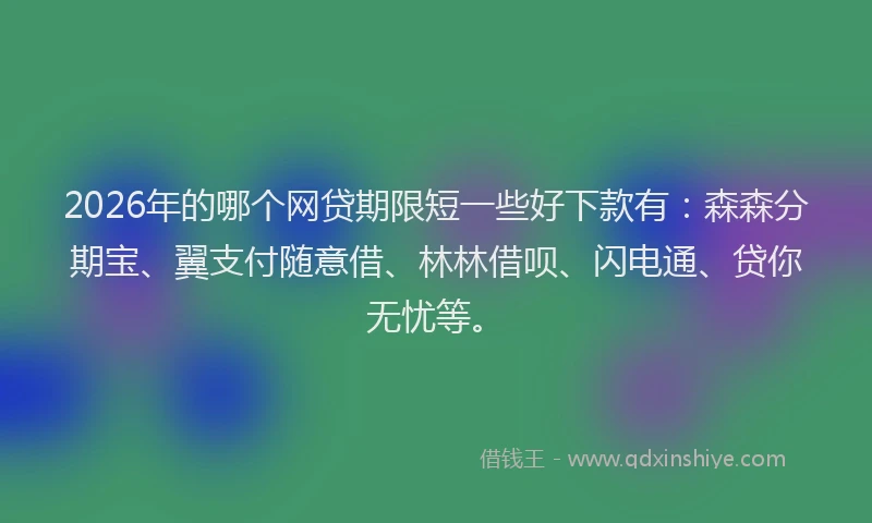 2026年的哪个网贷期限短一些好下款有:森森分期宝、翼支付随意借、林林借呗、闪电通、贷你无忧等。
