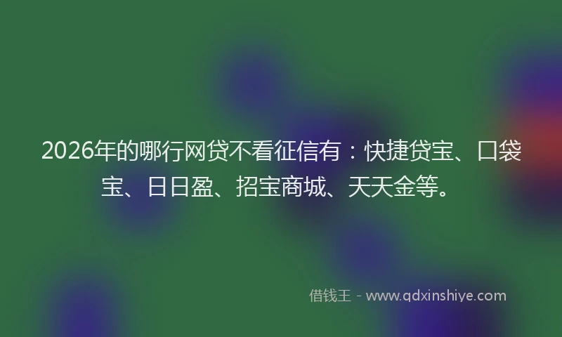 2026年的哪行网贷不看征信有：快捷贷宝、口袋宝、日日盈、招宝商城、天天金等。
