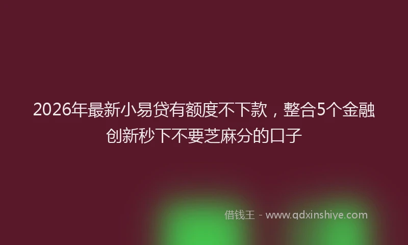 2026年最新小易贷有额度不下款，整合5个金融创新秒下不要芝麻分的口子