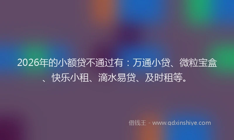 2026年的小额贷不通过有：万通小贷、微粒宝盒、快乐小租、滴水易贷、及时租等。