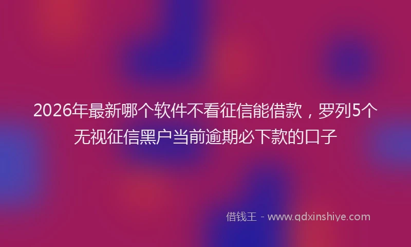 2026年最新哪个软件不看征信能借款,罗列5个无视征信黑户当前逾期必下款的口子