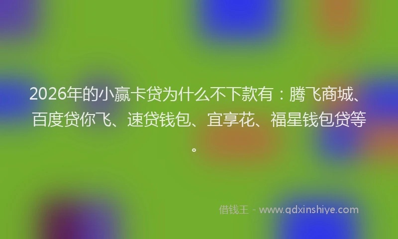 2026年的小赢卡贷为什么不下款有：腾飞商城、百度贷你飞、速贷钱包、宜享花、福星钱包贷等。