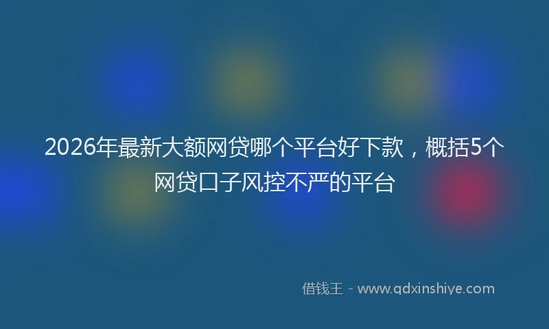 2026年最新大额网贷哪个平台好下款，概括5个网贷口子风控不严的平台