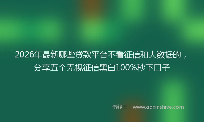 2026年最新哪些贷款平台不看征信和大数据的，分享五个无视征信黑白100%秒下口子