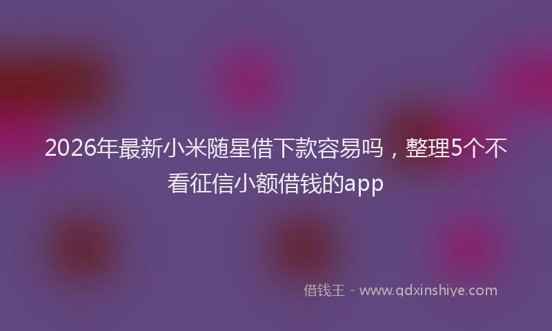 2026年最新小米随星借下款容易吗，整理5个不看征信小额借钱的app
