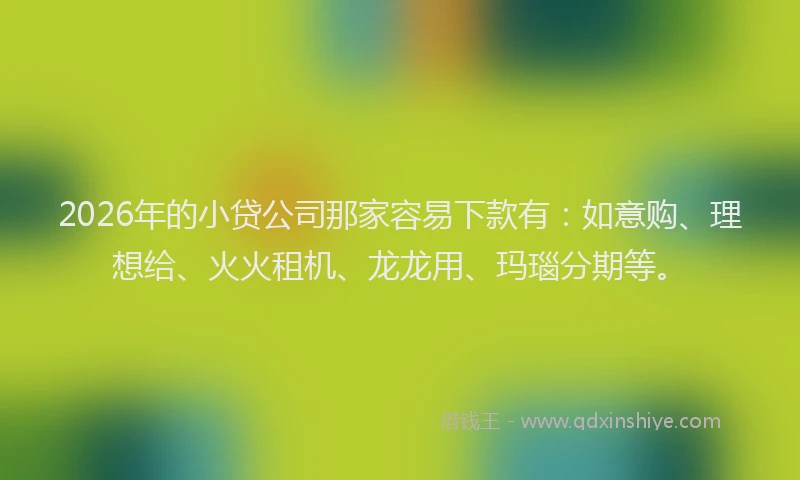 2026年的小贷公司那家容易下款有：如意购、理想给、火火租机、龙龙用、玛瑙分期等。