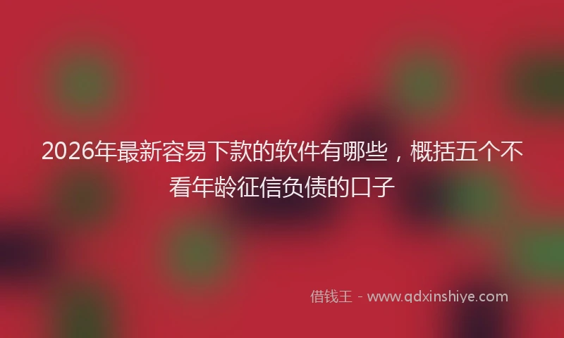 2026年最新容易下款的软件有哪些，概括五个不看年龄征信负债的口子