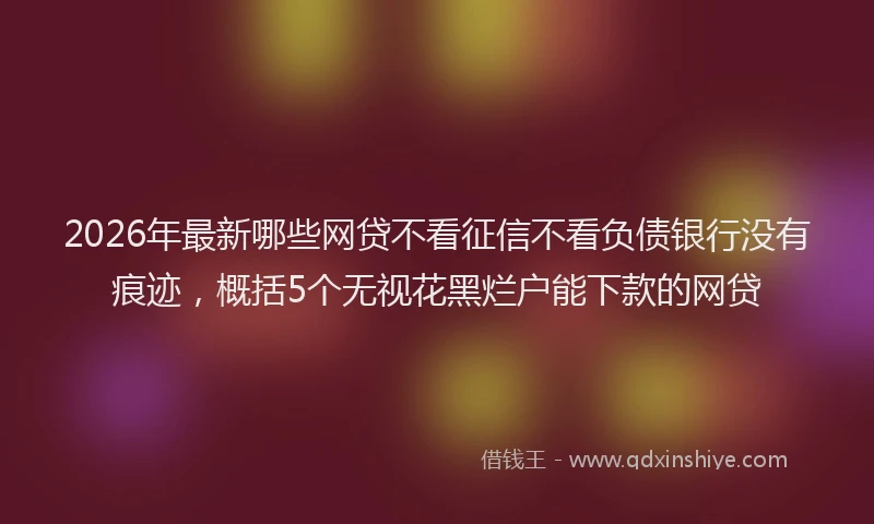 2026年最新哪些网贷不看征信不看负债银行没有痕迹，概括5个无视花黑烂户能下款的网贷