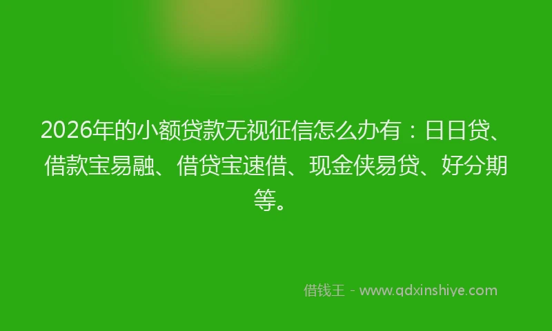 2026年的小额贷款无视征信怎么办有：日日贷、借款宝易融、借贷宝速借、现金侠易贷、好分期等。