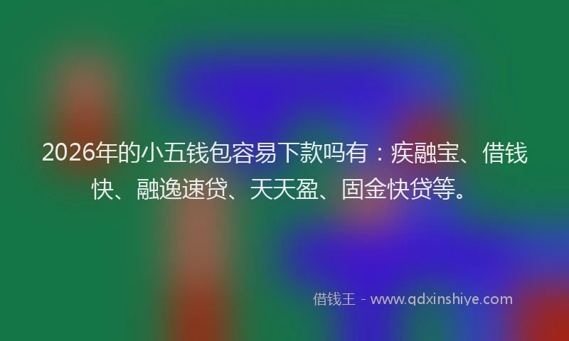 2026年的小五钱包容易下款吗有：疾融宝、借钱快、融逸速贷、天天盈、固金快贷等。