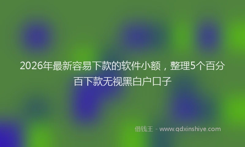 2026年最新容易下款的软件小额，整理5个百分百下款无视黑白户口子