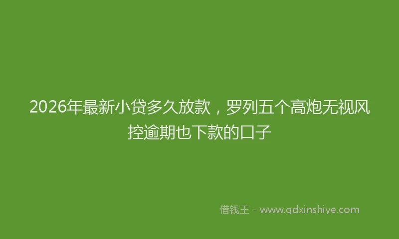 2026年最新小贷多久放款，罗列五个高炮无视风控逾期也下款的口子