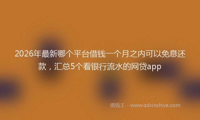 2026年最新哪个平台借钱一个月之内可以免息还款,汇总5个看银行流水的网贷app