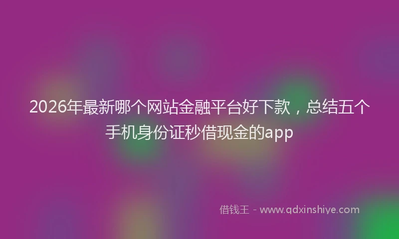 2026年最新哪个网站金融平台好下款，总结五个手机身份证秒借现金的app