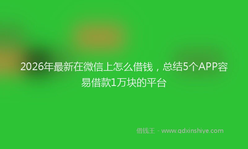 2026年最新在微信上怎么借钱，总结5个APP容易借款1万块的平台