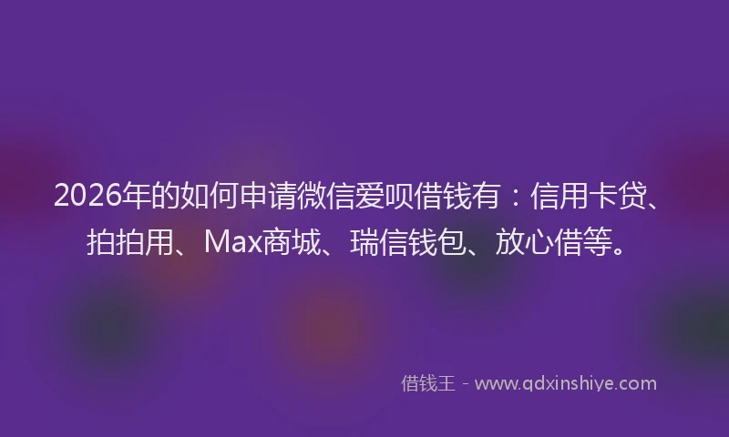 2026年的如何申请微信爱呗借钱有：信用卡贷、拍拍用、Max商城、瑞信钱包、放心借等。