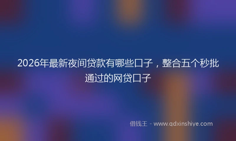 2026年最新夜间贷款有哪些口子,整合五个秒批通过的网贷口子