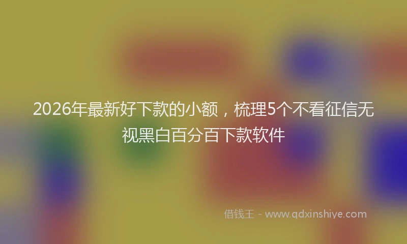 2026年最新好下款的小额，梳理5个不看征信无视黑白百分百下款软件