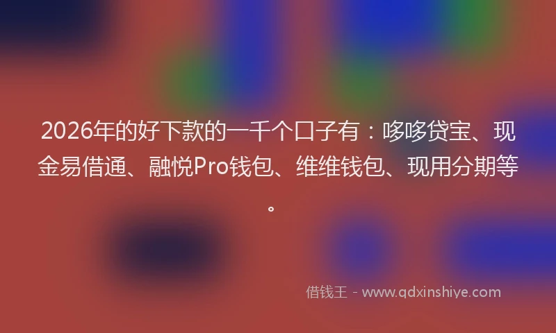 2026年的好下款的一千个口子有：哆哆贷宝、现金易借通、融悦Pro钱包、维维钱包、现用分期等。