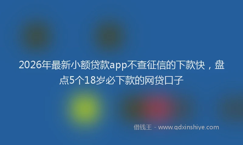 2026年最新小额贷款app不查征信的下款快，盘点5个18岁必下款的网贷口子