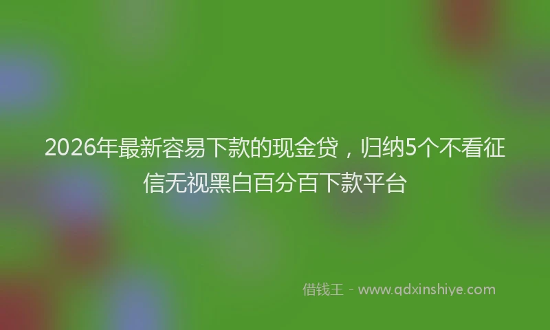 2026年最新容易下款的现金贷，归纳5个不看征信无视黑白百分百下款平台
