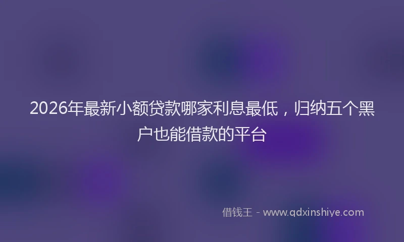2026年最新小额贷款哪家利息最低，归纳五个黑户也能借款的平台