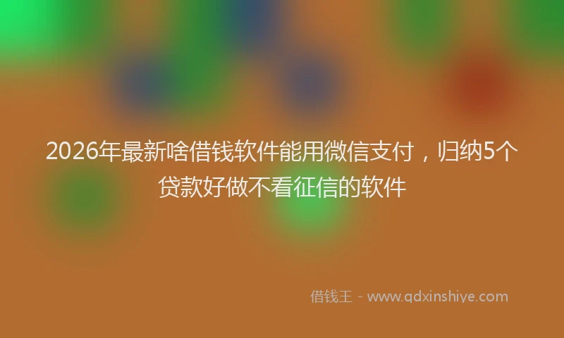 2026年最新啥借钱软件能用微信支付，归纳5个贷款好做不看征信的软件
