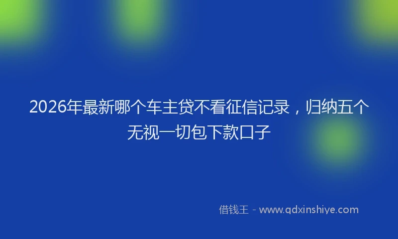 2026年最新哪个车主贷不看征信记录，归纳五个无视一切包下款口子