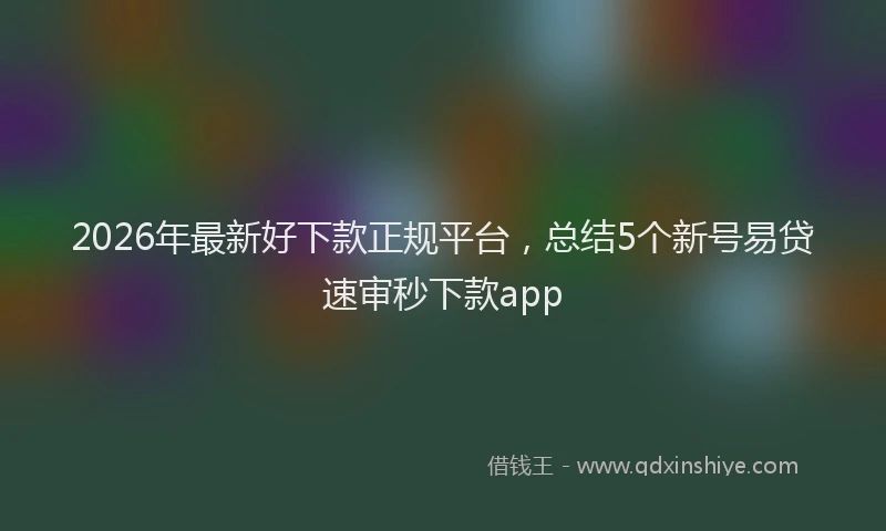 2026年最新好下款正规平台，总结5个新号易贷速审秒下款app