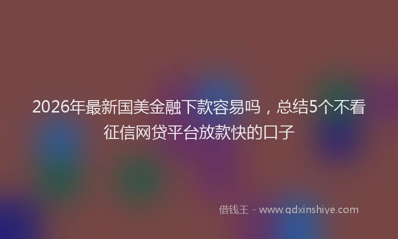 2026年最新国美金融下款容易吗，总结5个不看征信网贷平台放款快的口子