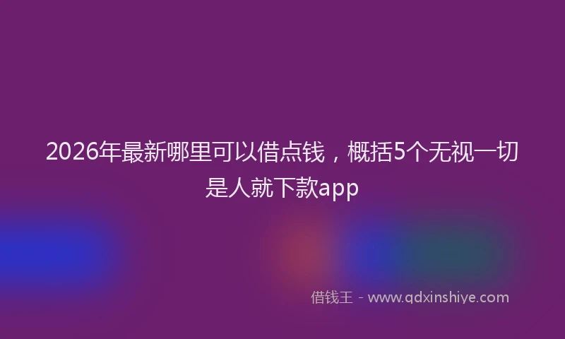 2026年最新哪里可以借点钱,概括5个无视一切是人就下款app